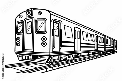 Train Coloring Book Page Vector Illustration – Black White Bold Line Art, Printable A4, SVG Style, Isolated on White Background