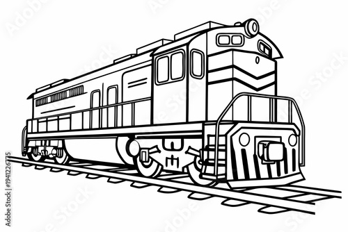 Train Coloring Book Page Vector Illustration – Black White Bold Line Art, Printable A4, SVG Style, Isolated on White Background