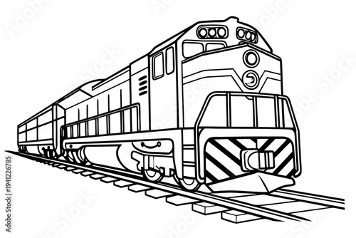 Train Coloring Book Page Vector Illustration – Black White Bold Line Art, Printable A4, SVG Style, Isolated on White Background