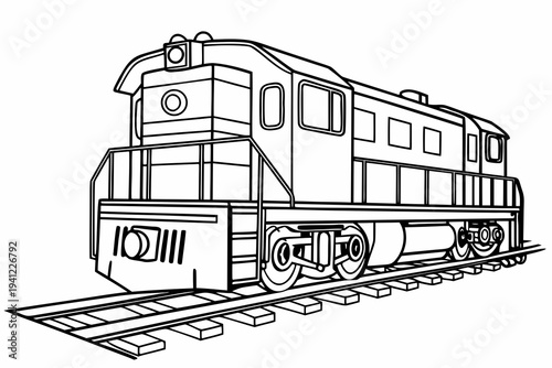 Train Coloring Book Page Vector Illustration – Black White Bold Line Art, Printable A4, SVG Style, Isolated on White Background