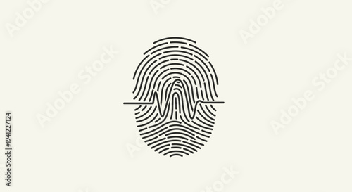 Fingerprint and Sound Wave Icon: Identity, Voice, Biometrics, Security, Digital Recognition