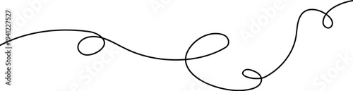 Abstract single freehand sketch line forming loops, tangles and swirls. Continuous curvy cable line shape with organic twists. Decorative vector element for music artistic projects, banner, flyer