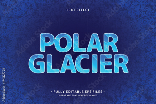 Editable polar glacier text effect with luxury blue shine word