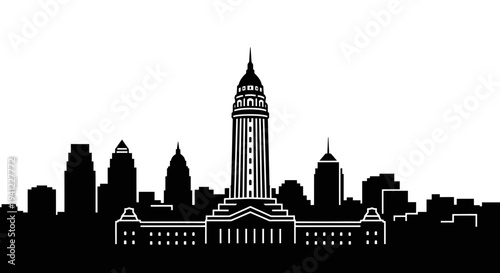 Cityscape Silhouette of Iconic Architecture and Skyline