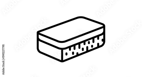 Cleaning Sponge Icon, Simple Line Art Illustration of a Rectangular Sponge