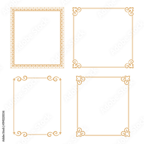 Set of decorative frames Elegant vector element for design in Eastern style, place for text. Floral golden and white frames. Lace illustration for invitations and greeting cards