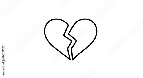 Broken Heart Icon, Symbol of Love Loss, Sadness, and Relationship Problems