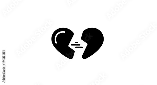 Broken Heart Icon, Symbol of Love Loss, Sadness, and Relationship Breakup
