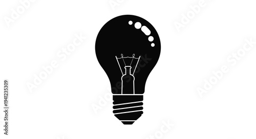 Minimalist black silhouette icon of a classic incandescent light bulb symbolizing ideas, innovation, and creative thinking.
