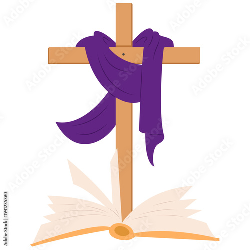 Lent Cross and Open Bible