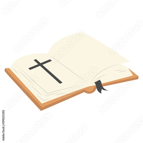 Open Bible with Christian Cross