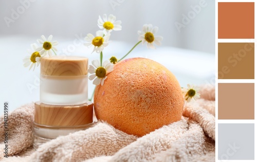 Bath bomb, chamomile flower...