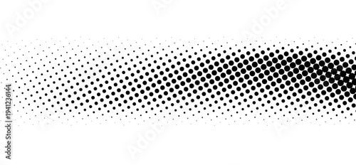 Halftone rhythm black wave. Vector illustration. Halftone circle dots pattern.