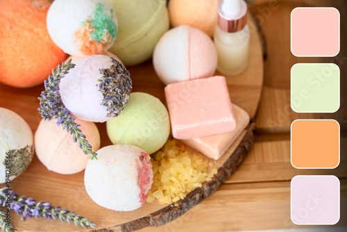 Many bath bombs, soap bars ...