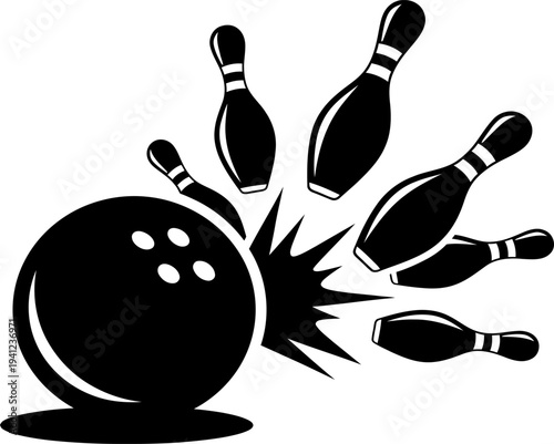 Bowling ball striking pins in a game