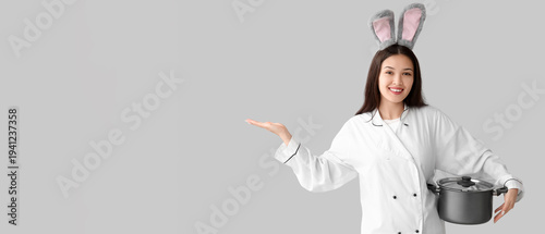 Female Asian chef in bunny ...