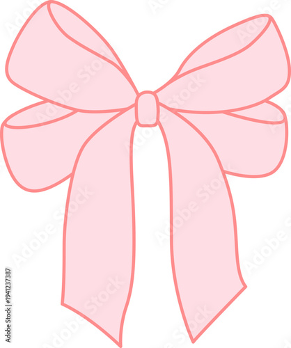 pink coquette bow ribbon illustration Filled transparent background