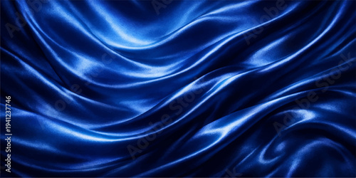 A smooth elegant blue and purple silk fabric background features flowing satin waves and a soft motion texture for a luxury textile wallpaper design