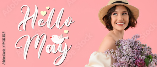 Happy young woman with bouq...