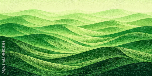 Bright abstract green waves form a fresh nature texture featuring macro details of a banana leaf vein and lush summer foliage