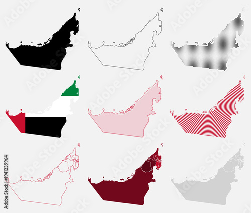 Collection of United Arab Emirates Map Asian Country