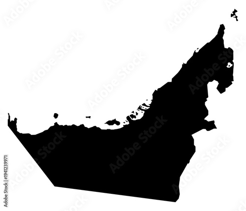 Black Silhouette United Arab Emirates Map Asian Country