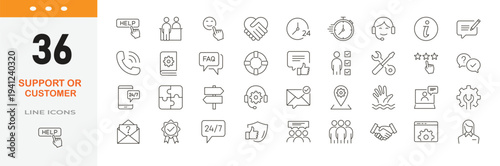 Customer related  icon set. Feedback related icons set. Service, support,  customer experience, review, client satisfaction, testimonial and more.