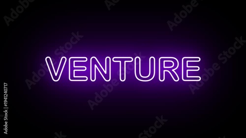 Neon, Glowing, Colorful Venture animation. venture neon text motion. Flocker text 4k video.