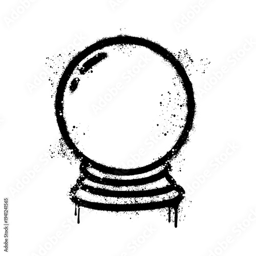 Mystical Crystal Ball Graffiti Art With Spray Paint Drip Texture