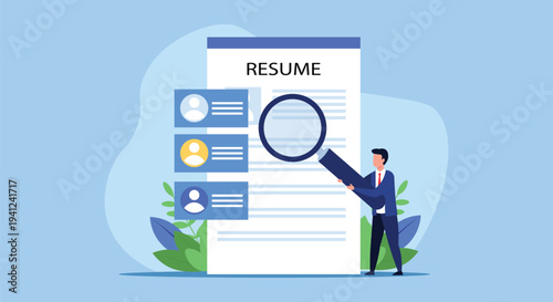Resume Screening and Candidate Selection Concept – HR Recruitment Flat Vector Illustration