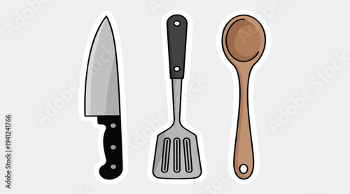 kitchen utensils isolated on white