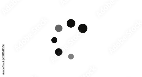 Loading animation with grey and black circles forming a circular progress indicator on a white background, representing data processing or system status