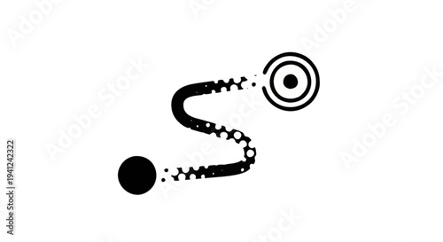 Abstract S-Curve Path with Target Destination and Particle Effects