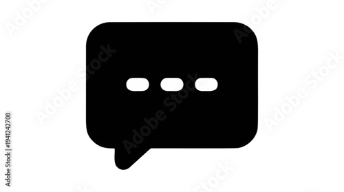 Simple black speech bubble icon representing communication and dialogue, perfect for digital interfaces and conversation concepts