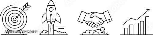 Business strategy and growth icons