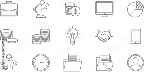 Collection of business and finance icons