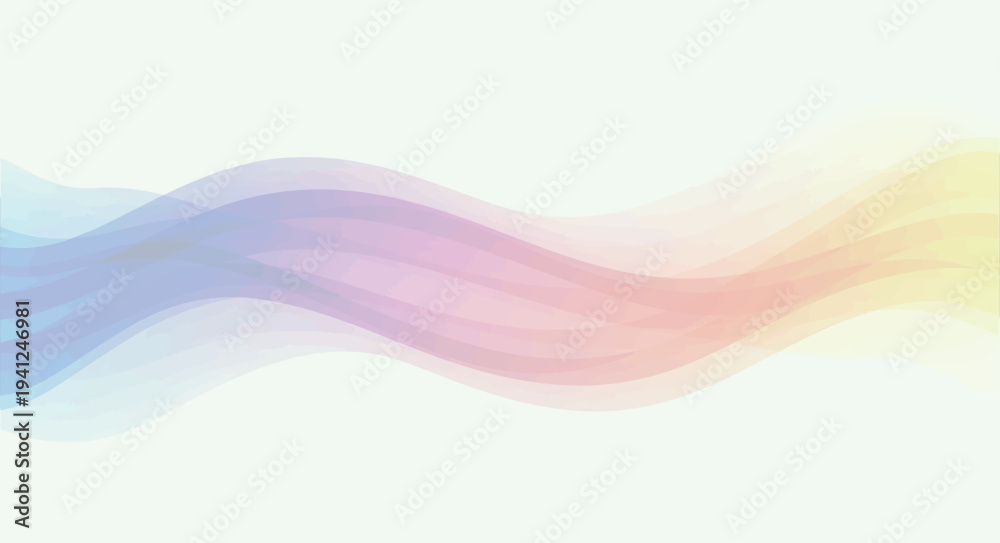 Obraz premium Abstract Pastel Wavy Brush Strokes on a White Background, Soft Color Gradient Flowing Waves