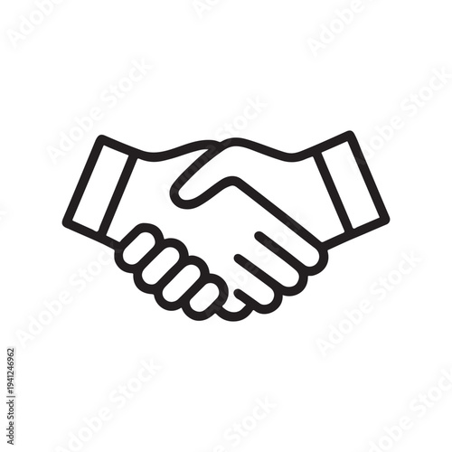 Business Handshake Agreement Line Icon Vector On White Background 