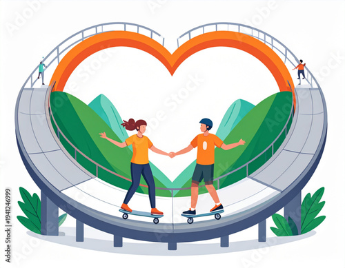 Skateboard Park Heart Grind