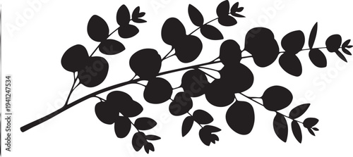 Elegant eucalyptus branch wall panel design featuring soft botanical leaves in a minimalist style.