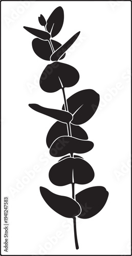 Elegant eucalyptus branch wall panel design featuring soft botanical leaves in a minimalist style.