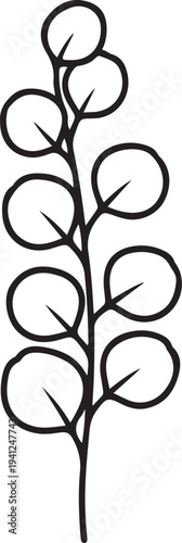 Elegant eucalyptus branch wall panel design featuring soft botanical leaves in a minimalist style.