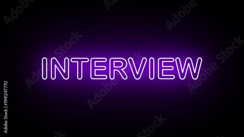 Neon, Glowing, Colorful Interview animation. interview neon text motion. Flocker text 4k video.