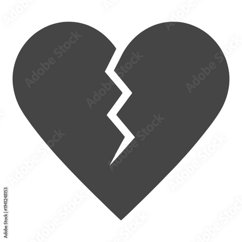 Broken Heart Icon for App UI with Zigzag Crack
