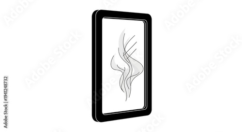 Abstract Swirls of Smoke or Steam Rising in a Digital Frame, Black and White