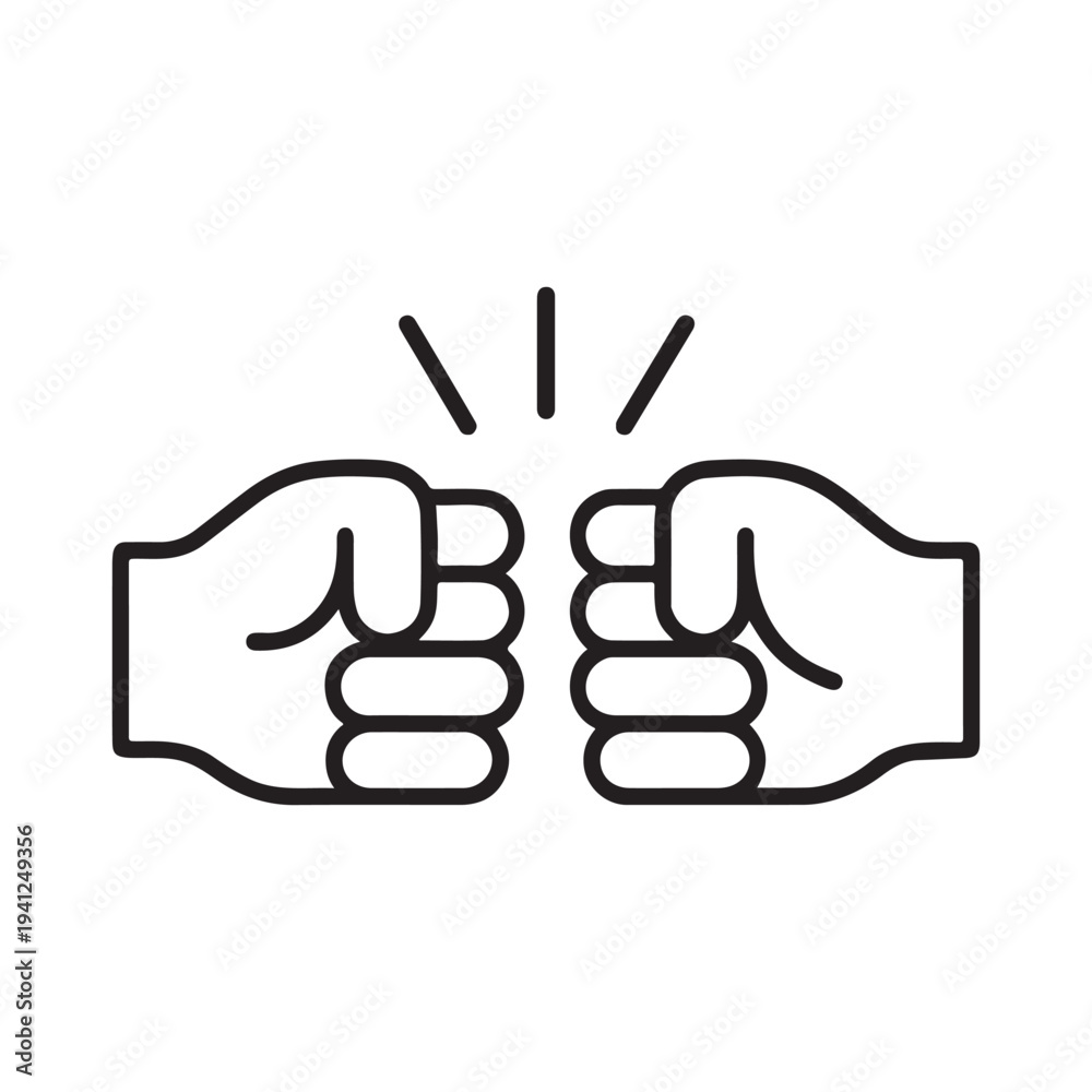 Fototapeta premium Fist Bump Greeting Line Icon Vector On White Background