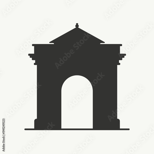 Silhouette of an architectural landmark featuring arches, representing historical significance and cultural heritage. This design could be used in articles about travel, architecture, or history.