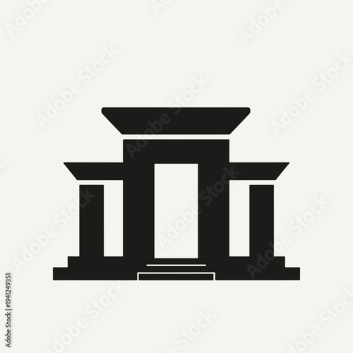 Black silhouette of a temple structure with columns and a flat roof, representing architectural design and historical landmarks. Useful for articles on culture, history, or architecture.