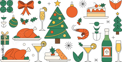 Christmas Tree Decorations with Food and Drinks