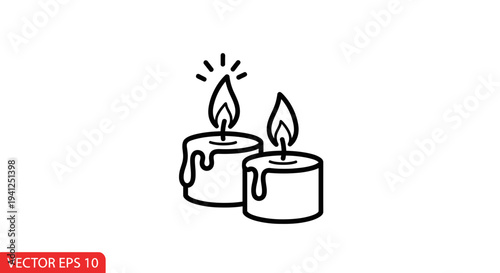 Two lit candles icon, vector illustration, simple design, isolated on white background